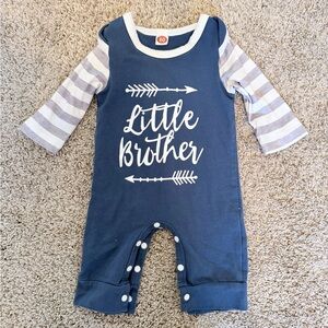 Blue 'Little Brother' Baby Romper